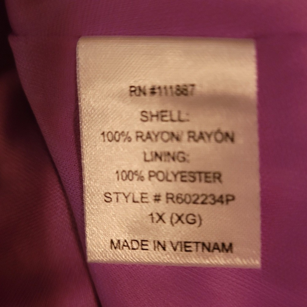 Boutique Tropical Floral Purple Tiered Maxi Dress 1X Tall Wedding Guest Boho - Picture 7 of 7